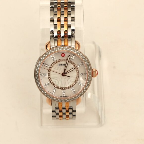 Michele Sidney MoP Diamond Silver Rose Gold Watch - Picture 7 of 13